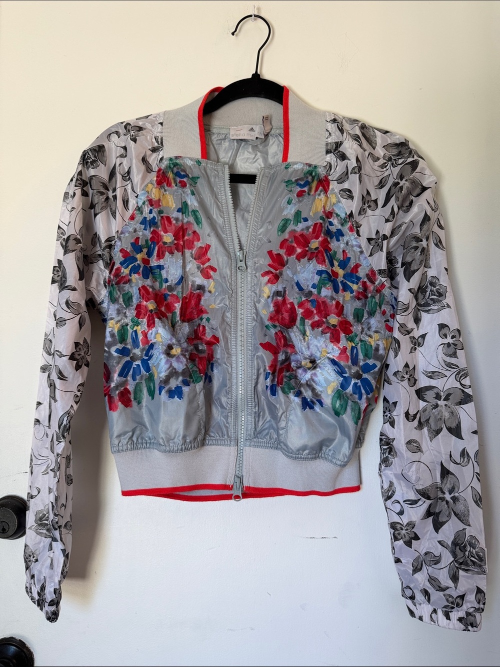 Adidas by Stella McCartney Floral Print Shell Bomber Jacket Size Medium
